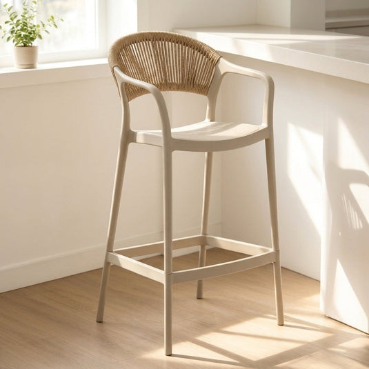 Silla para Bar Balí, Taupe, Doble propósito con Reposa Pies