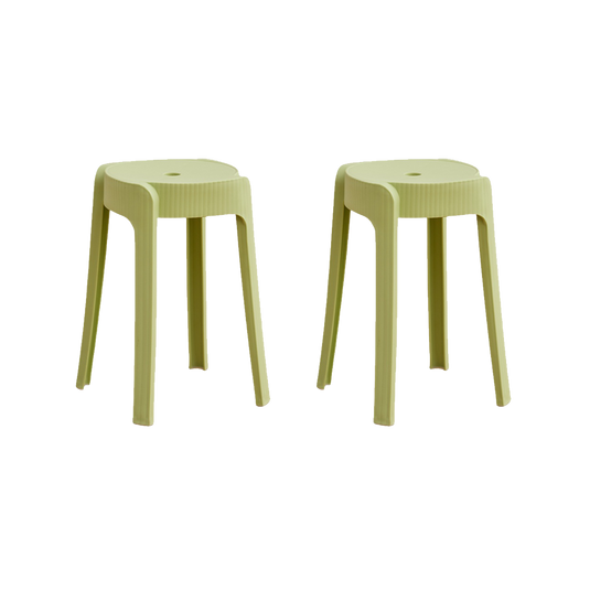 Set de 2 Butacos Apilable Maison, Color Verde Oliva, Diseño Moderno