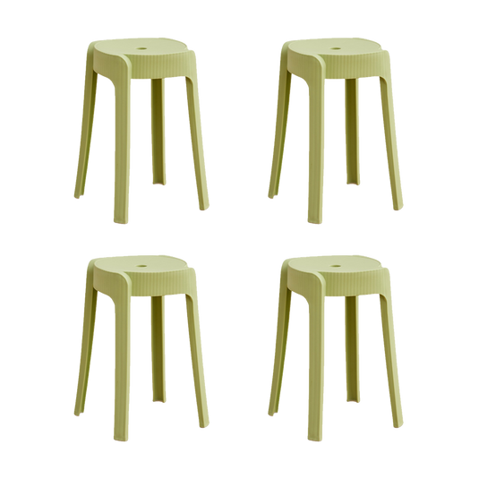 Set de 4 Butacos Apilable Maison, Color Verde Oliva, Diseño Moderno