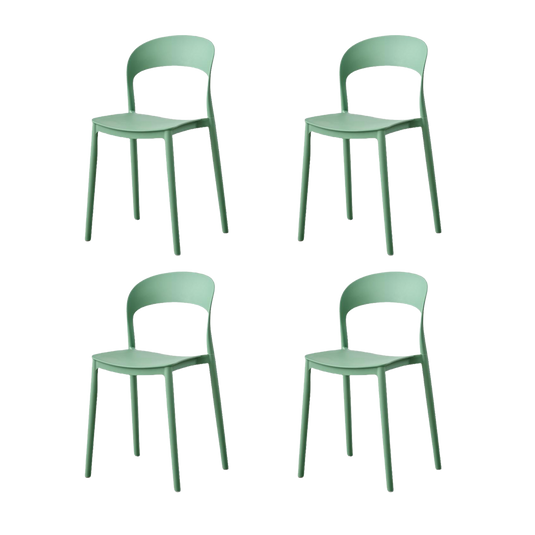 Set de 4 Sillas Patrick, Color Verde Oliva, con Espaldar y Diseño Moderno