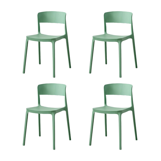 Set de 4 Sillas Mónaco, Color Verde Oliva, con Espaldar y Diseño Moderno