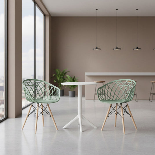 Set de 2 Sillas Oasis con Brazos, Color Verde Olivo, con Espaldar