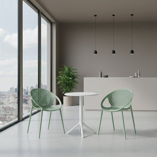 Set de 2 Sillas Selva con Brazos, Color Verde Olivo, con Espaldar