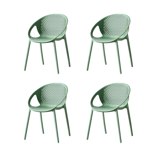 Set de 4 Sillas Selva con Brazos, Color Verde Olivo, con Espaldar