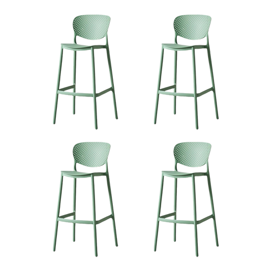 Set de 4 Sillas para Bar Río, Color Verde Olivo, Diseño Moderno
