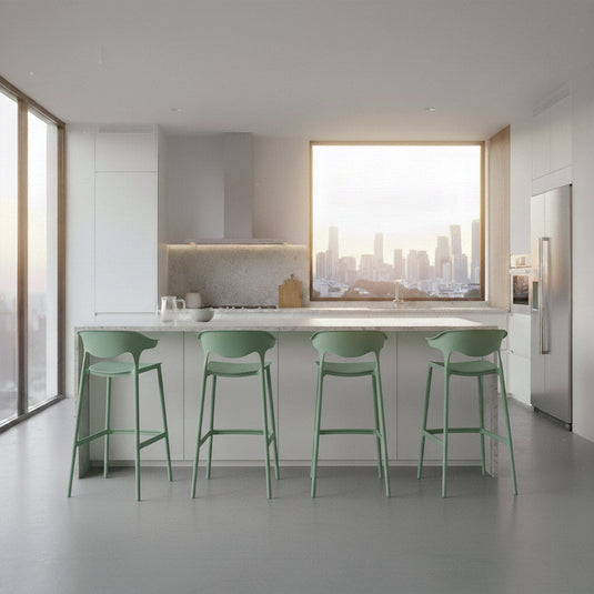 Silla para Bar Elena, Color Verde Oliva, Diseño Moderno