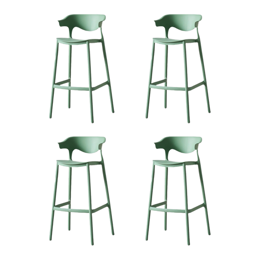 Set de 4 Sillas para Bar Elena, Color Verde Oliva, Diseño Moderno