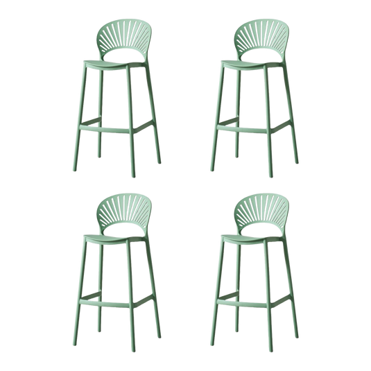 Set de 4 Sillas para Bar Paraíso, Color Verde Olivo, Diseño Moderno