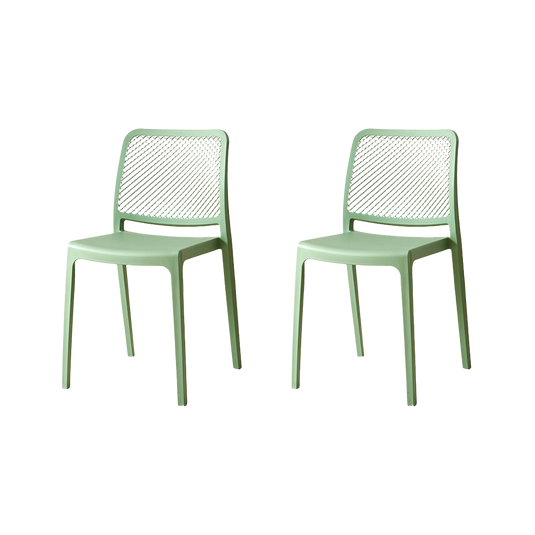Set de 2 Sillas Manhattan, Verde, con Espaldar en Rejilla y Diseño Minimalista