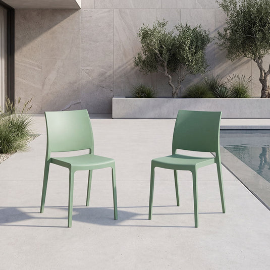 Set de 2 Sillas Soho, Verde, con Espaldar Cerrado y Diseño Minimalista