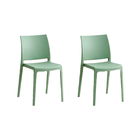 Set de 2 Sillas Soho, Verde, con Espaldar Cerrado y Diseño Minimalista