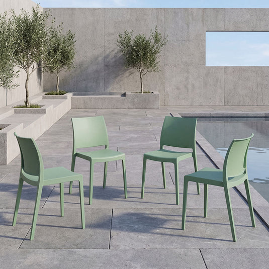 Set de 4 Sillas Soho, Verde, con Espaldar Cerrado y Diseño Minimalista
