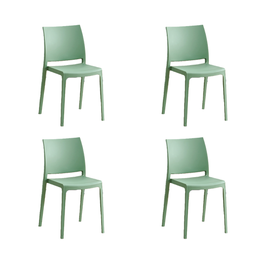 Set de 4 Sillas Soho, Verde, con Espaldar Cerrado y Diseño Minimalista
