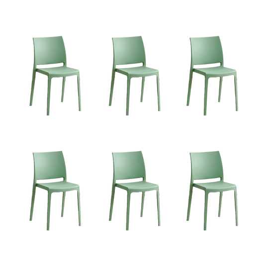Set de 6 Sillas Soho, Verde, con Espaldar Cerrado y Diseño Minimalista