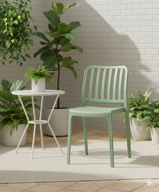 Silla Brooklyn, Verde, con Espaldar en Rayas y Diseño Minimalista