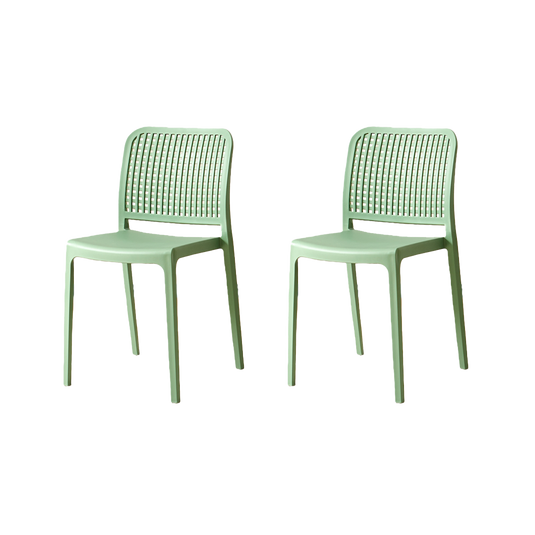 Set de 2 Sillas Bronx, Verde, con Espaldar en Cuadrados y Diseño Minimalista