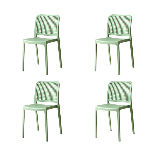 Set de 4 Sillas Bronx, Verde, con Espaldar en Cuadrados y Diseño Minimalista