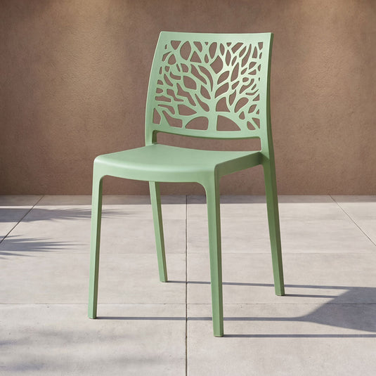 Silla Harlem, Verde, con Espaldar en Forma de Árbol y Diseño Minimalista