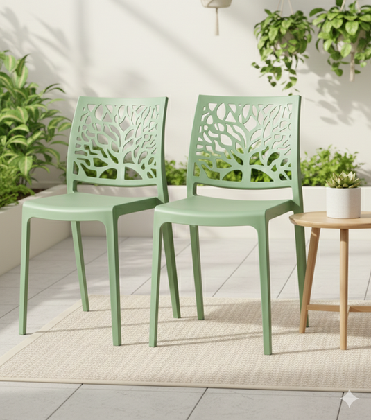 Silla Harlem, Verde, con Espaldar en Forma de Árbol y Diseño Minimalista