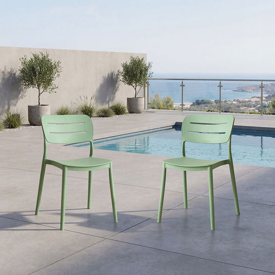 Set de 2 Sillas Harriman, Verde, con Medio Espaldar y Diseño Minimalista