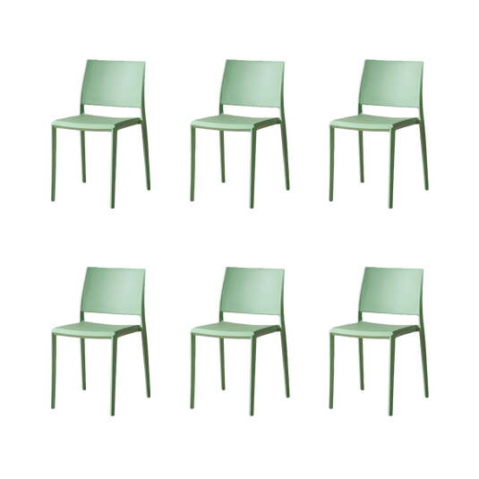 Set de 6 Sillas Toledo, Color Verde, con Espaldar Liso y Cuadrado, Diseño Moderno