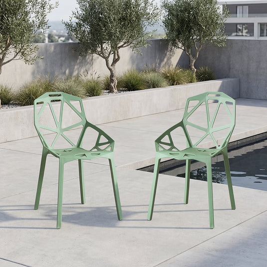 Set de 2 Sillas Roxy, Color Verde, con Espaldar y Diseño Moderno