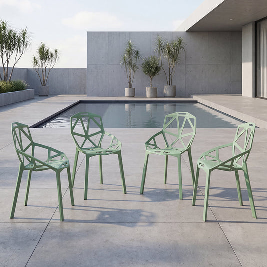 Set de 4 Sillas Roxy, Color Verde, con Espaldar y Diseño Moderno