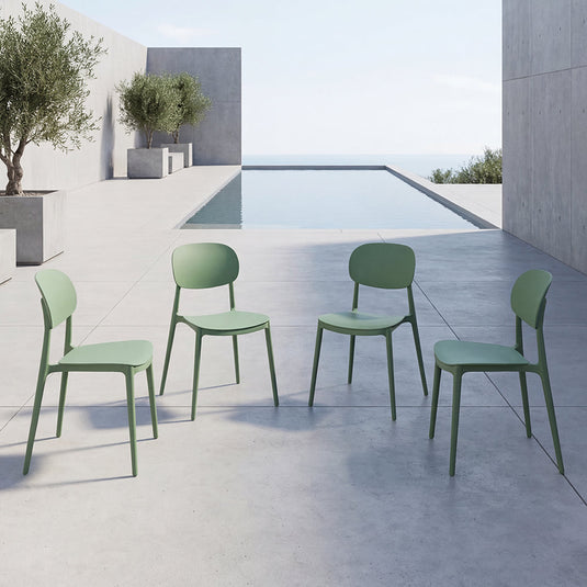 Set de 4 Sillas Milán, Color Verde, con Espaldar y Diseño Moderno