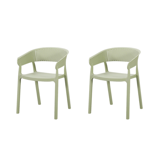 Set de 2 Sillas Manaos, Verde, con Espaldar Minimalista y Diseño Moderno