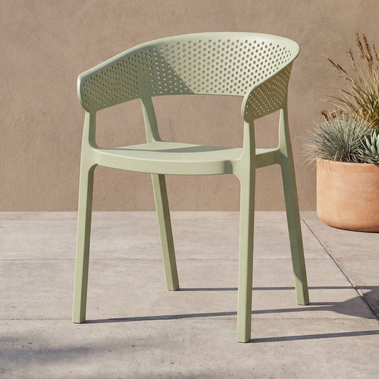 Set de 2 Sillas Manaos, Verde, con Espaldar Minimalista y Diseño Moderno