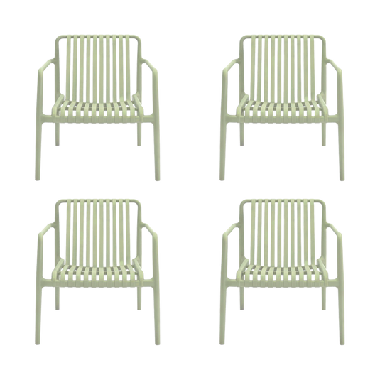 Set de 4 Sillas Lounge Parma, Verde, con Espaldar y Diseño Moderno