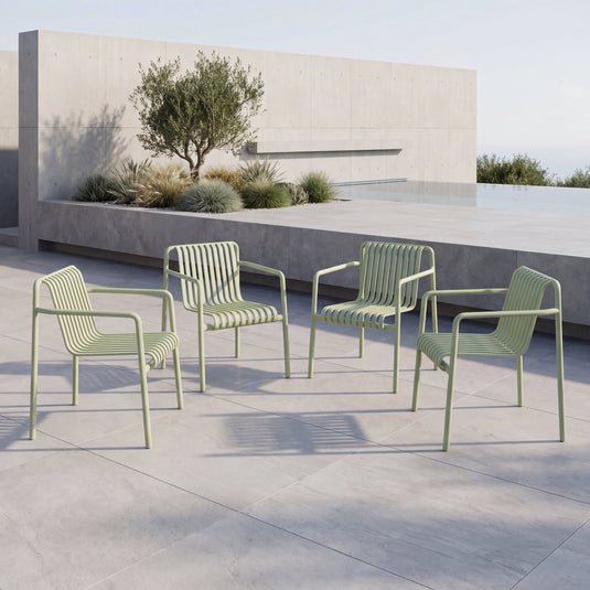 Set de 4 Sillas Lounge Parma, Verde, con Espaldar y Diseño Moderno