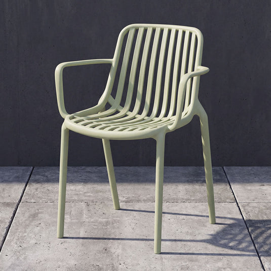 Silla Parma, Verde, con Espaldar en Rayas y Diseño Minimalista