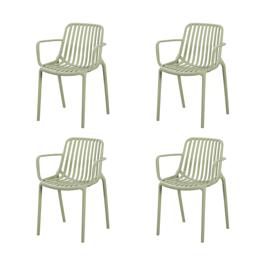 Silla Parma, Verde, Con espaldar en rayas y diseño minimalista X4