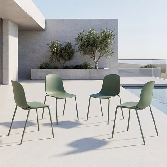 Set de 4 Sillas Aiara, Color Verde Olivo, Diseño Moderno