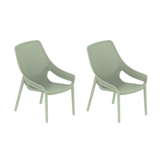 Set de 2 Sillas Lounge Ibiza, Verdematcha, con Espaldar y Reposa Brazos