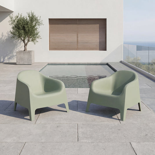 Silla Lounge Sun, Verdematcha, cómoda para terraza o jardín X2