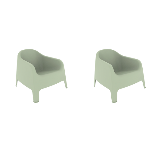 Silla Lounge Sun, Verdematcha, cómoda para terraza o jardín X2