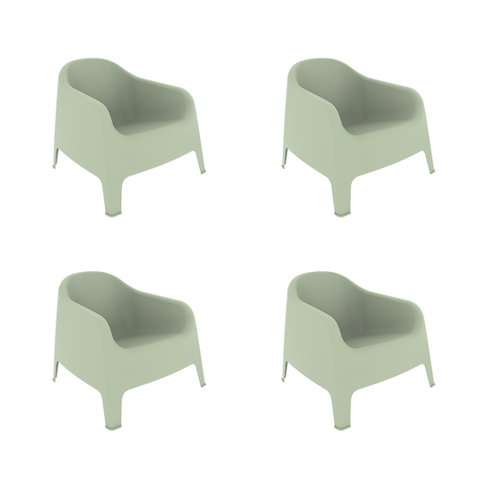 Silla Lounge Sun, Verdematcha, cómoda para terraza o jardín X4