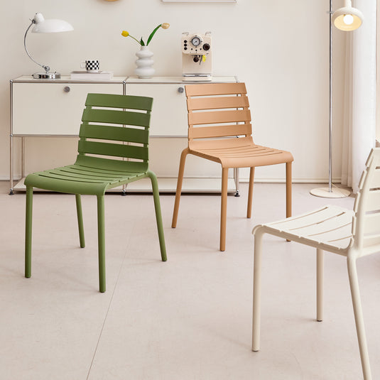 Set de 4 Sillas Montana, Color Verde, con Espaldar en Líneas Diseño Moderno