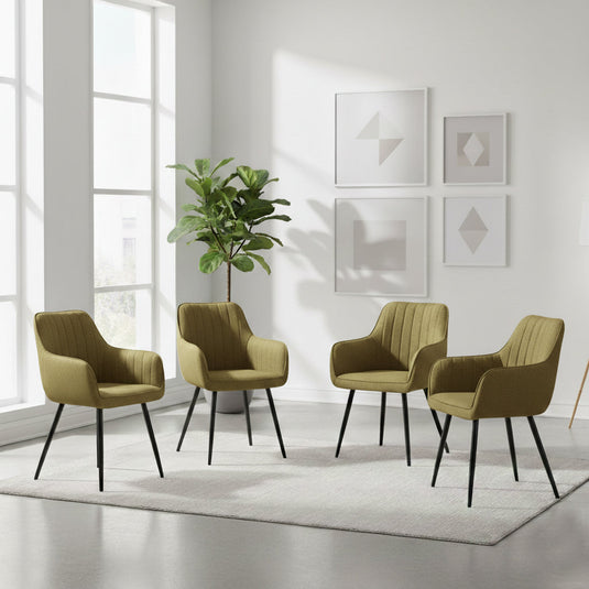 Set de 4 Sillas Neo, Color Verde, con Espaldar y Diseño Moderno