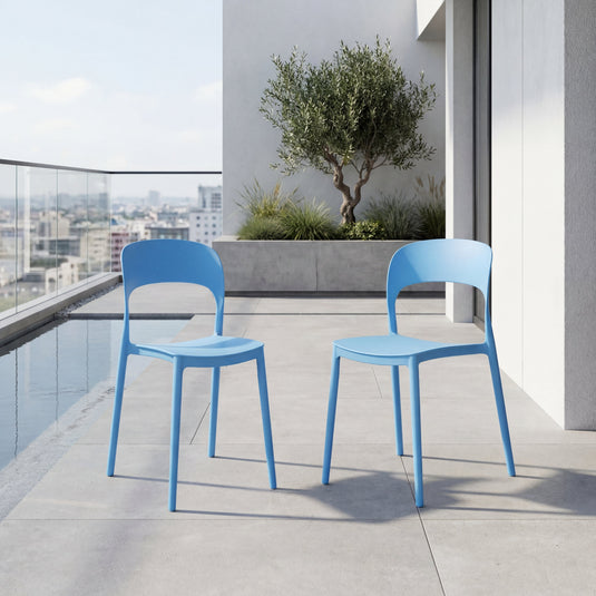Set de 2 Sillas Patrick, Color Azul, con Espaldar y Diseño Moderno