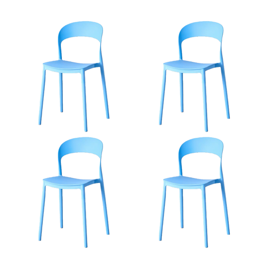 Set de 4 Sillas Patrick, Color Azul, con Espaldar y Diseño Moderno