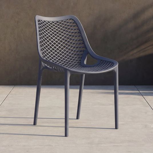 Silla Miame, Gris Oscuro, con Espaldar y Reposa Brazos