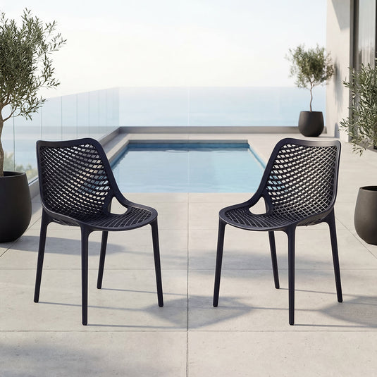 Set de 2 Sillas Miame, Negro, con Espaldar y Reposa Brazos