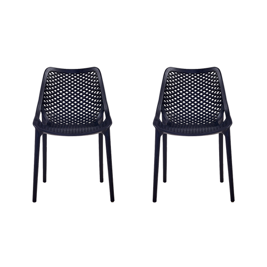 Set de 2 Sillas Miame, Negro, con Espaldar y Reposa Brazos