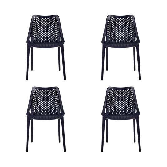 Set de 4 Sillas Miame, Negro, con Espaldar y Reposa Brazos