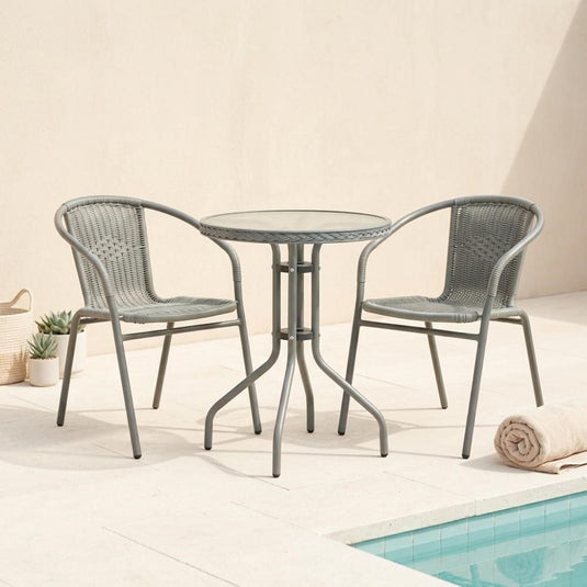 Juego de Terraza Rattan Manila, Color Gris