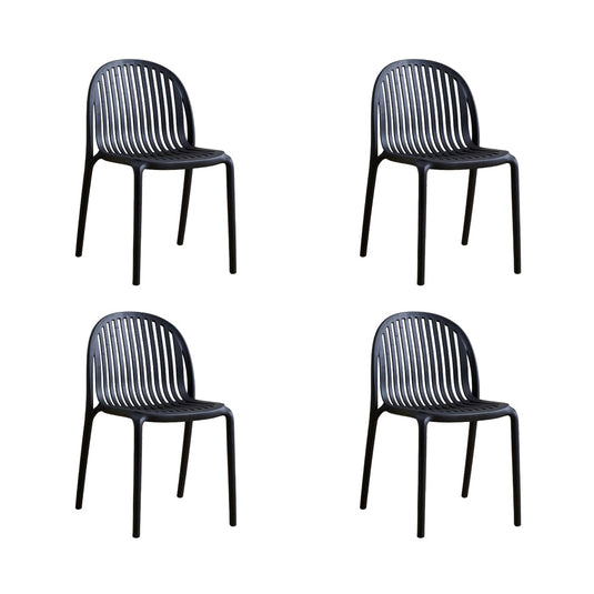 Set de 4 Sillas Marruecos, Negro, con Espaldar en Rayas y Diseño Minimalista
