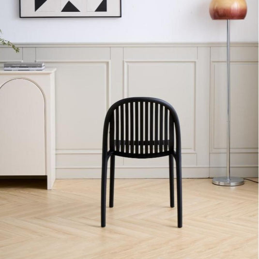 Set de 2 Sillas Marruecos, Negro, con Espaldar en Rayas y Diseño Minimalista